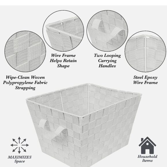 Simplify Woven Basket w/Handles- White - Picture 5 of 8